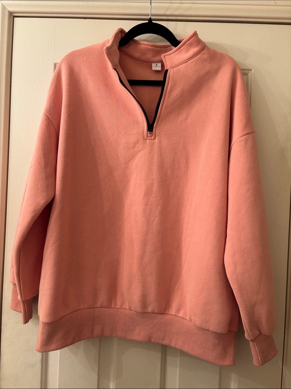 Aneabess Women’s Coral Half-Zip Pullover Sweater large EUC
